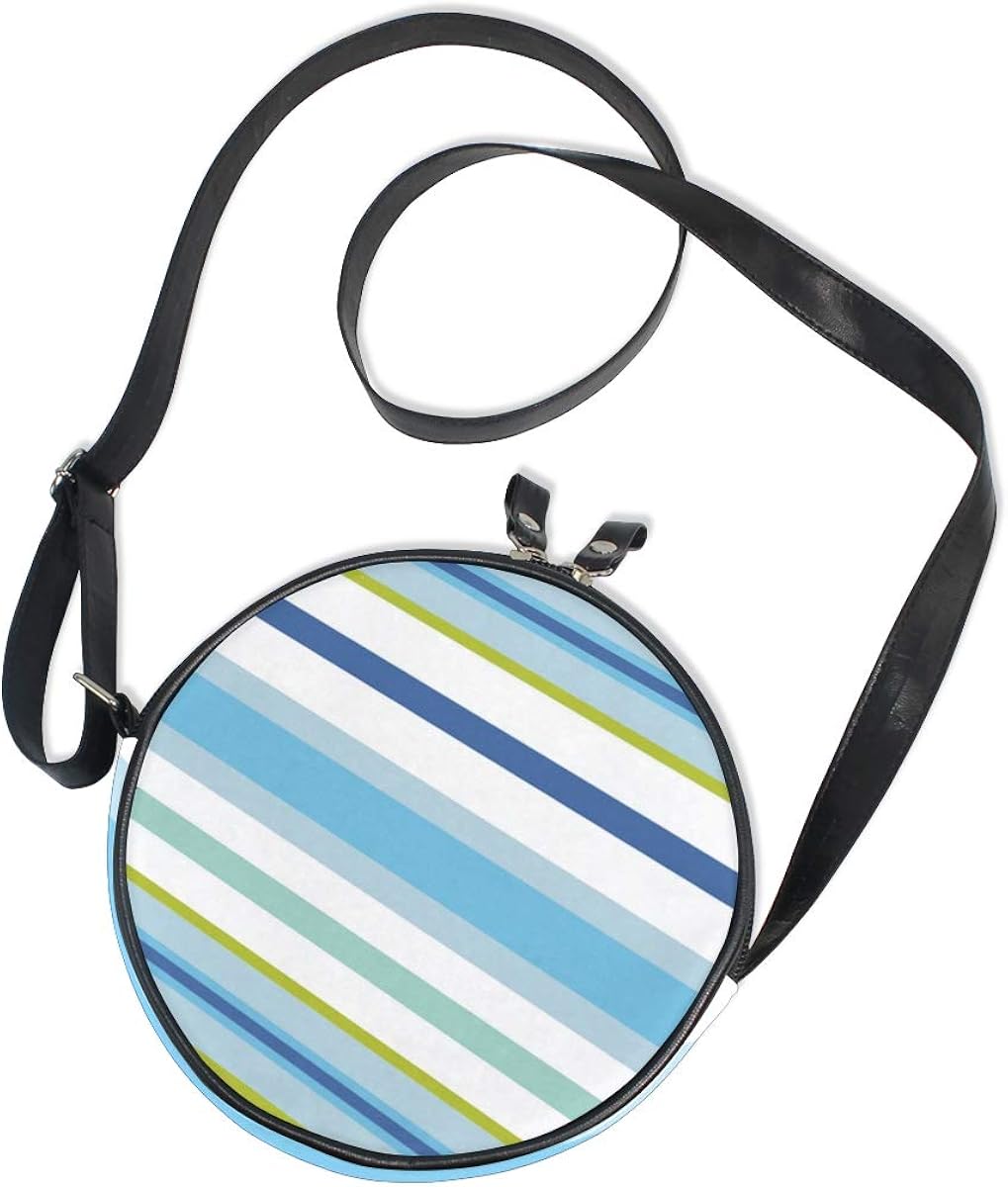 blue and white striped crossbody bag