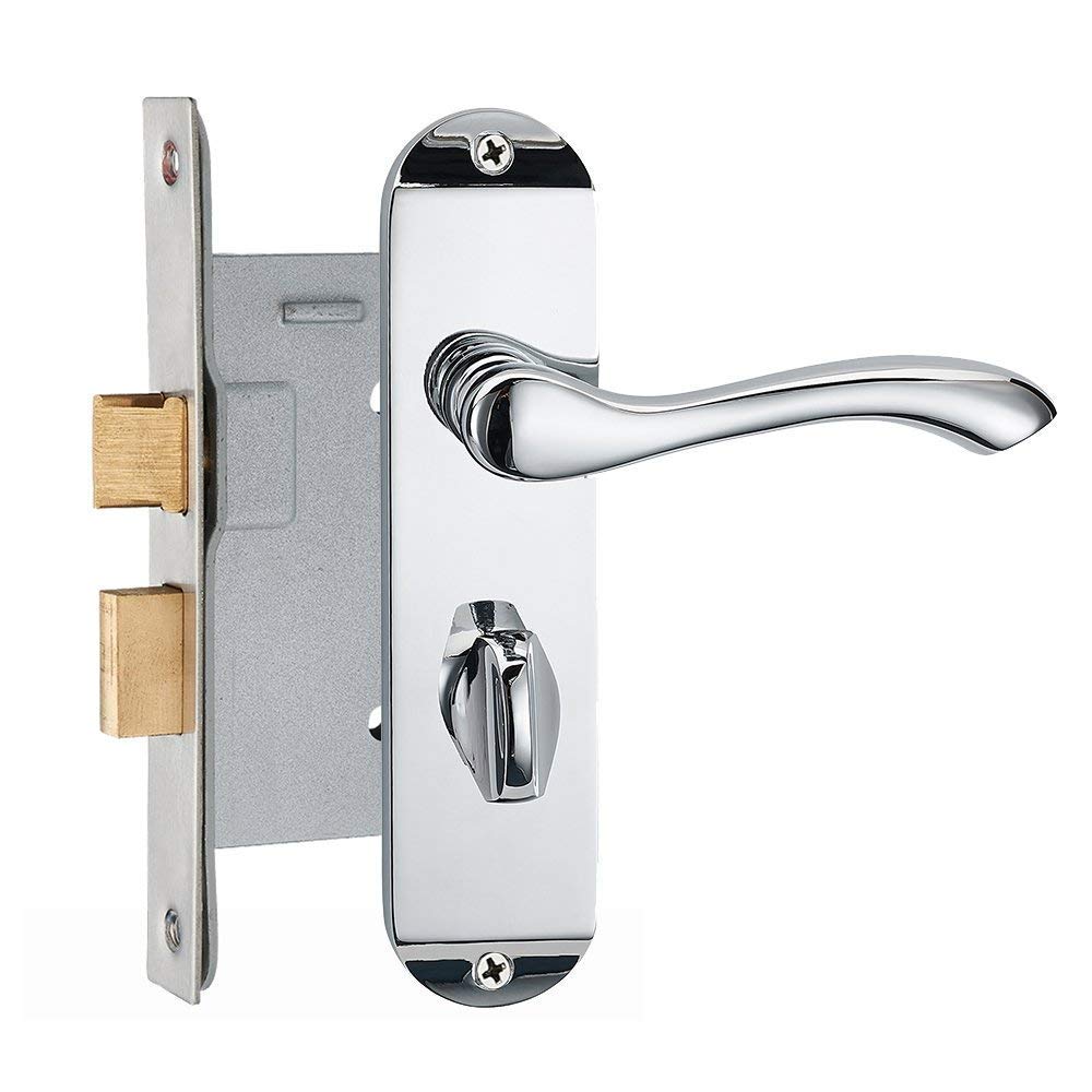 HENYIN Polished Chrome Bathroom Door Lock Set,Backset 57MM (Z01-BK-57-R)(Right Hand Doors Only)
