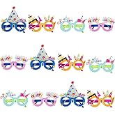 PROLOSO Birthday Party Glasses Photo Booth Props Plastic Costume Glasses Eyeglass Frames Party Supplies 12 Pack