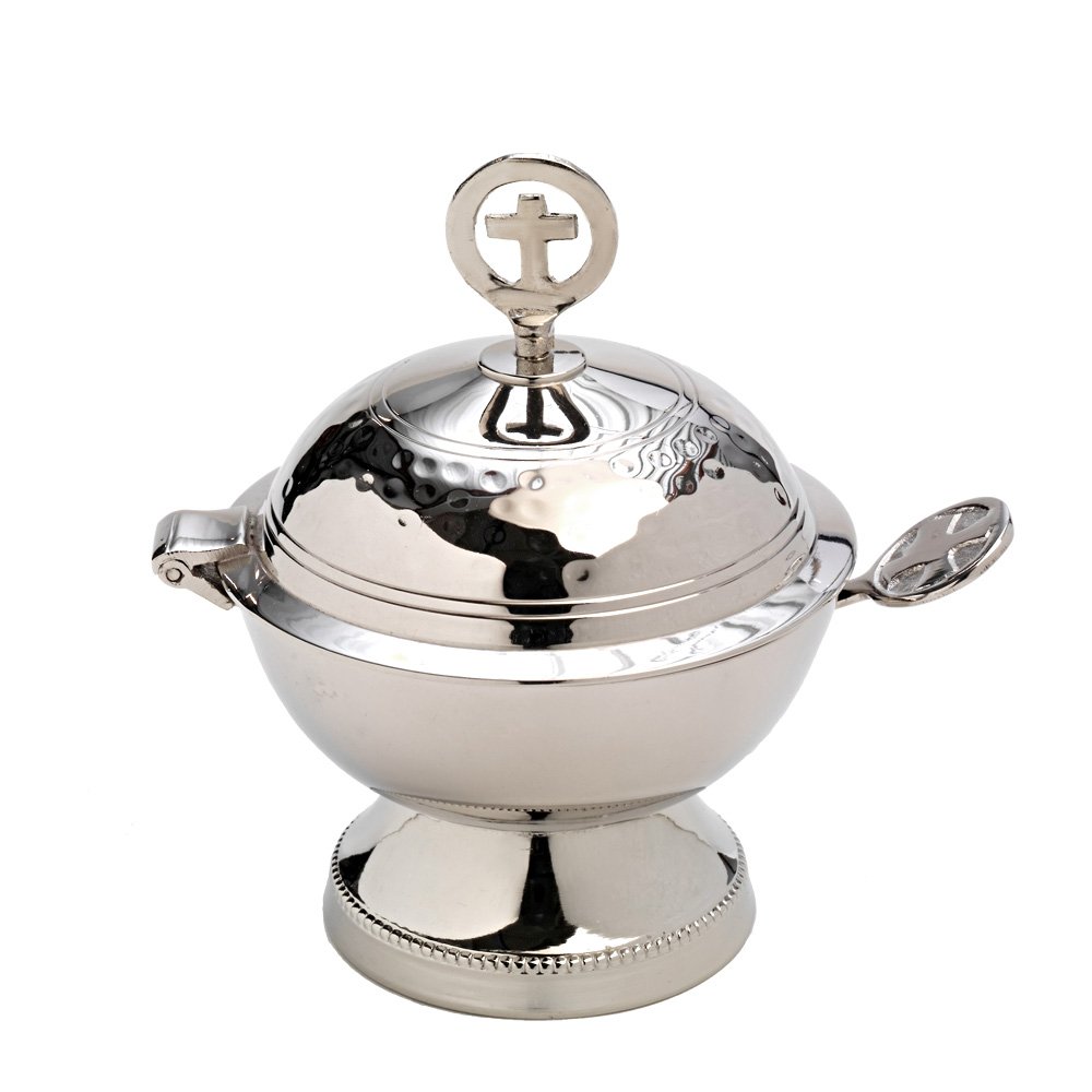 NKlaus Shuttle Cross Spoon Incense Burner Storage Brass nickel plated deco 7580