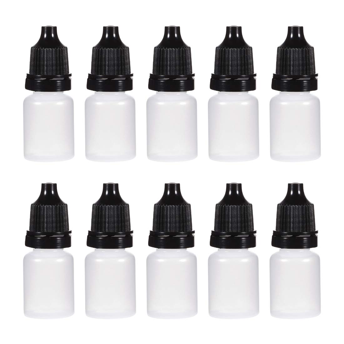 uxcell Plastic Dropper Bottles, 5ml/0.17 oz Empty Squeezable Dropper Bottle with Cap, Black, Pack of 50