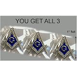 Freemason Blue & Gold Lapel Pin - 1 Inch Square & Compass Trowel Design By The Masonic Exchange - View #8