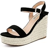 JOY IN LOVE Womens Espadrilles Wedge Sandals Platform Heels Ankle Strap Open Toe Buckle Sandals
