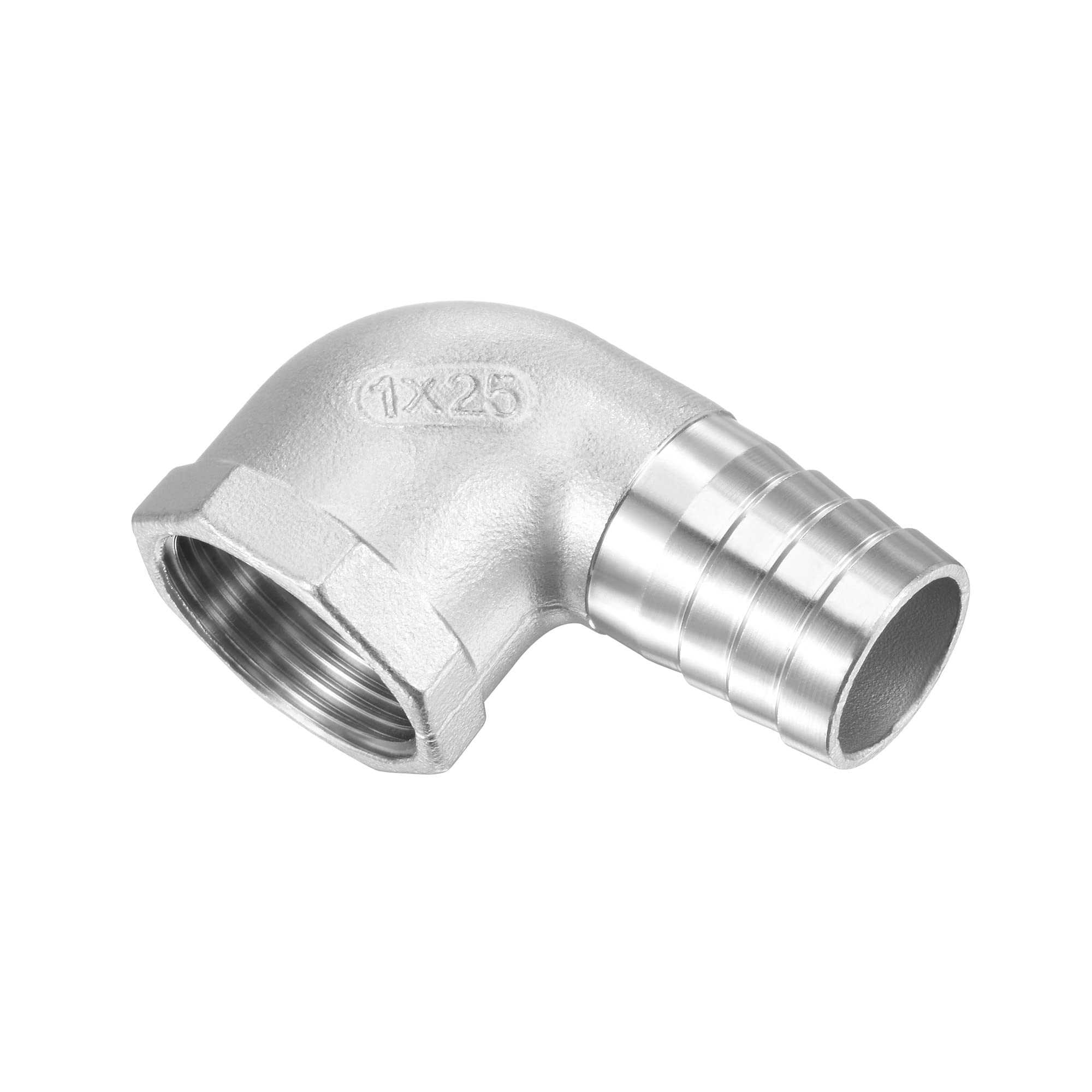 M METERXITY Hose Barb Fittings - 90 Degree Elbow Stainless Steel 25mm Pipe Connector Apply to Water Fuel (1" NPT Female Pipe)