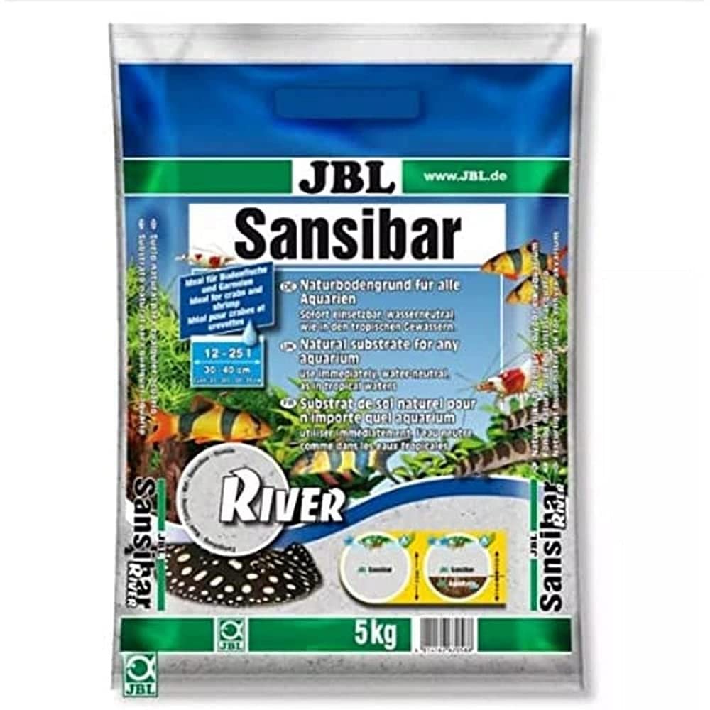 JBL Sansibar RIVER 5 kg, Light, fine substrate with black pebbles for freshwater and marine aquariums
