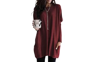 Dokotoo Womens 2024 Fall Outfits Casual Long Sleeve Shirts Lightweight Sweatshirts Fashion Tunic Tops with Pockets