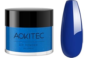 Aokitec Dip Powder Fashion Color Classic Blue Nail Dipping Powder French Powder Pro Collection System Nail Art Starter Manicure Salon DIY at Home Odor-Free & Long-Lasting 1 Oz