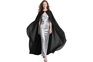 L'VOW Gothic Chiffon Shoulder Cape Women Sheer Tulle Cape Shawl Halloween Party Wedding Cosplay