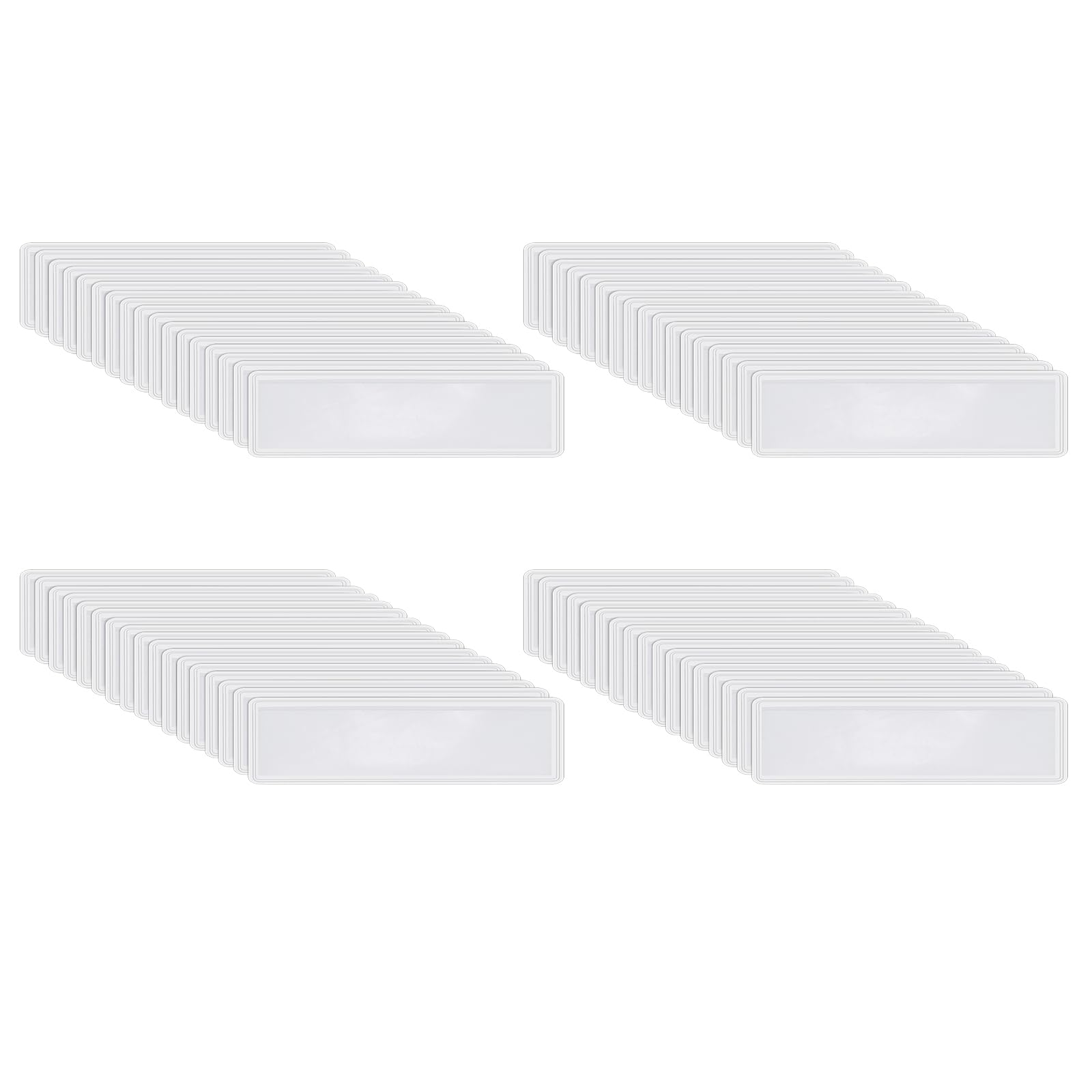 PATIKIL Removable Label Holders 4x1 Inch, 150 Pcs Self Adhesive Shelf Tags Plastic Label Pockets with Paper for Storage Bin Pantry Mailbox Cabinet Organizer