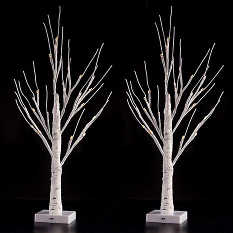 Sunnyglade 2pcs 2ft 24 Led Birch Tree Light Fairy Tree Bonsai Tree
