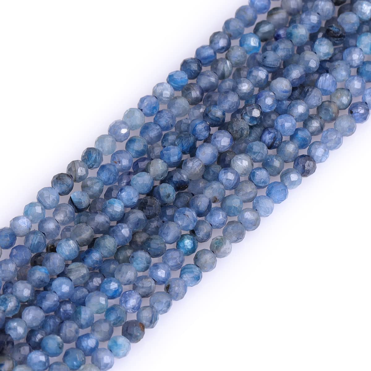 Gem-Inside 3mm Natural Blue Kyanite Quartz Real Crystal Gemstone Faceted Spacer Beads for Jewelry Making Strand 15''