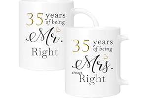 ERYUWOZA 35 Year Anniversary Coffee Mugs Set of 2, 35th Anniversary Wedding Gifts for Wife Husband Parents Couple Grandparents, 35 Year Anniversary Engagement Gifts Cups, 11oz