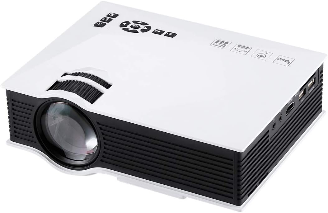 DUANDETAO UC46 1200 Lumens HD 800 x 480 Digital LED Projector with Remote Control, Support USB/SD/VGA/HDMI(Black) Full HD Portable (Color : White)