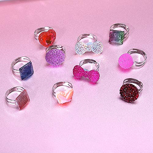 PinkSheep Little Girl Jewel Rings in Box, Adjustable, No duplication
