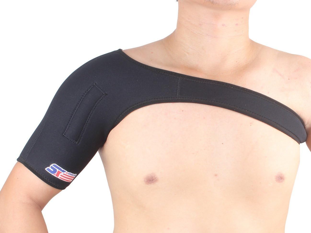 SX547 Sports Magnetic Single Shoulder Brace Support Strap Wrap Belt Band Pad 1PCS - Black