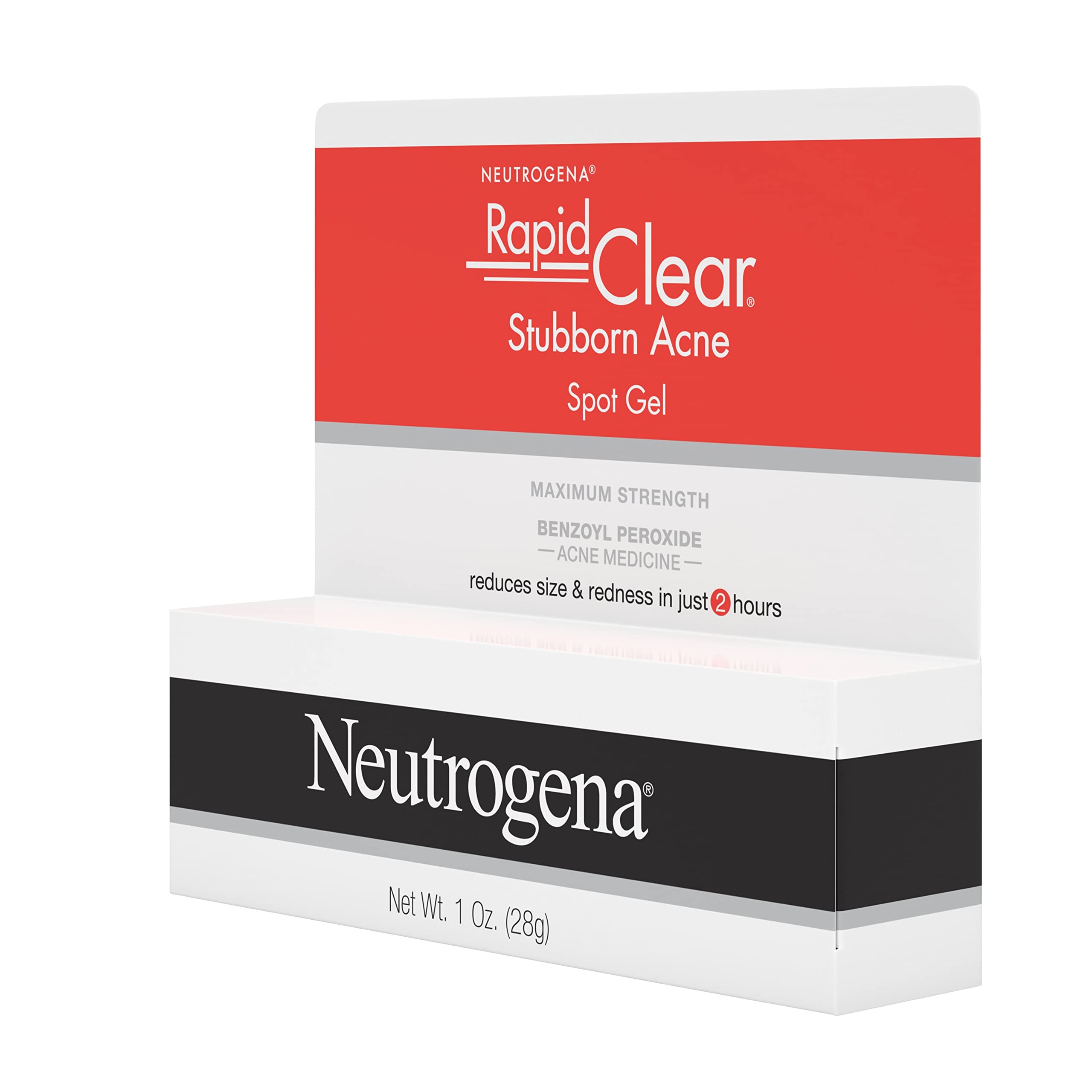 Neutrogena Rapid Clear Stubborn Acne Spot Treatment Gel, Maximum Strength 10% Benzoyl Per-oxide Treatment Medication for Acne Prone Skin, Pimple Cream Reduces Size & Redness, 1 oz