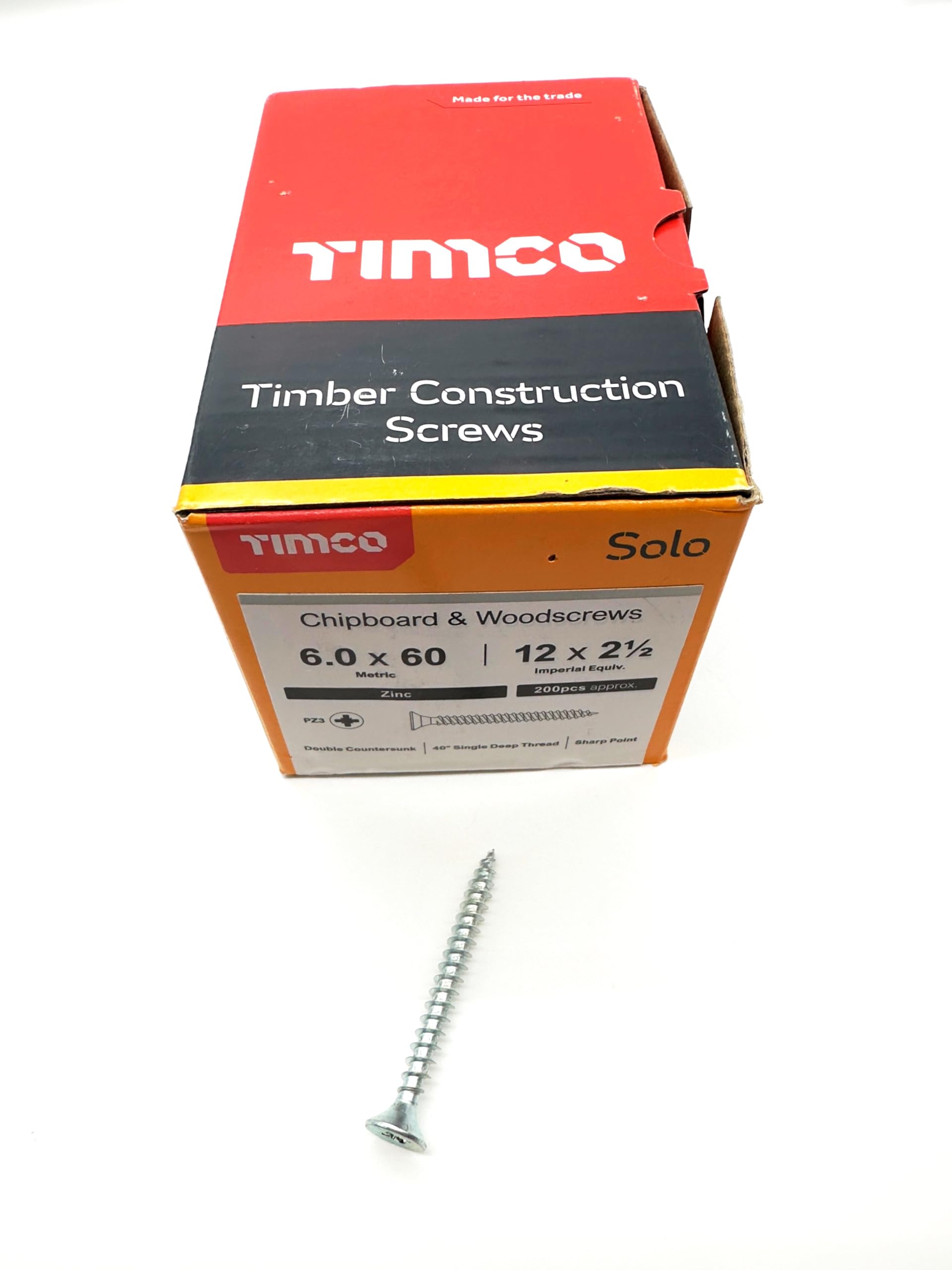 200 Pcs Silver Wood Screws Double Countersunk General Purpose (6mm x 60mm)