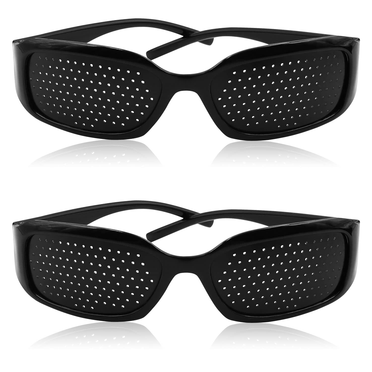 Horolas 2pcs Pinhole Glasses Eyes Exercise Vision Correction Glasses for Eyesight Protection, Black