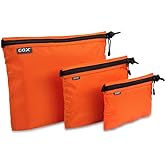 GOX 3 Pack Travel Toiletry Bag for Men Carry On Packing Organizer Zipper Pouch Portable Cosmetic Pouch Accessory Document Electronics (Orange)