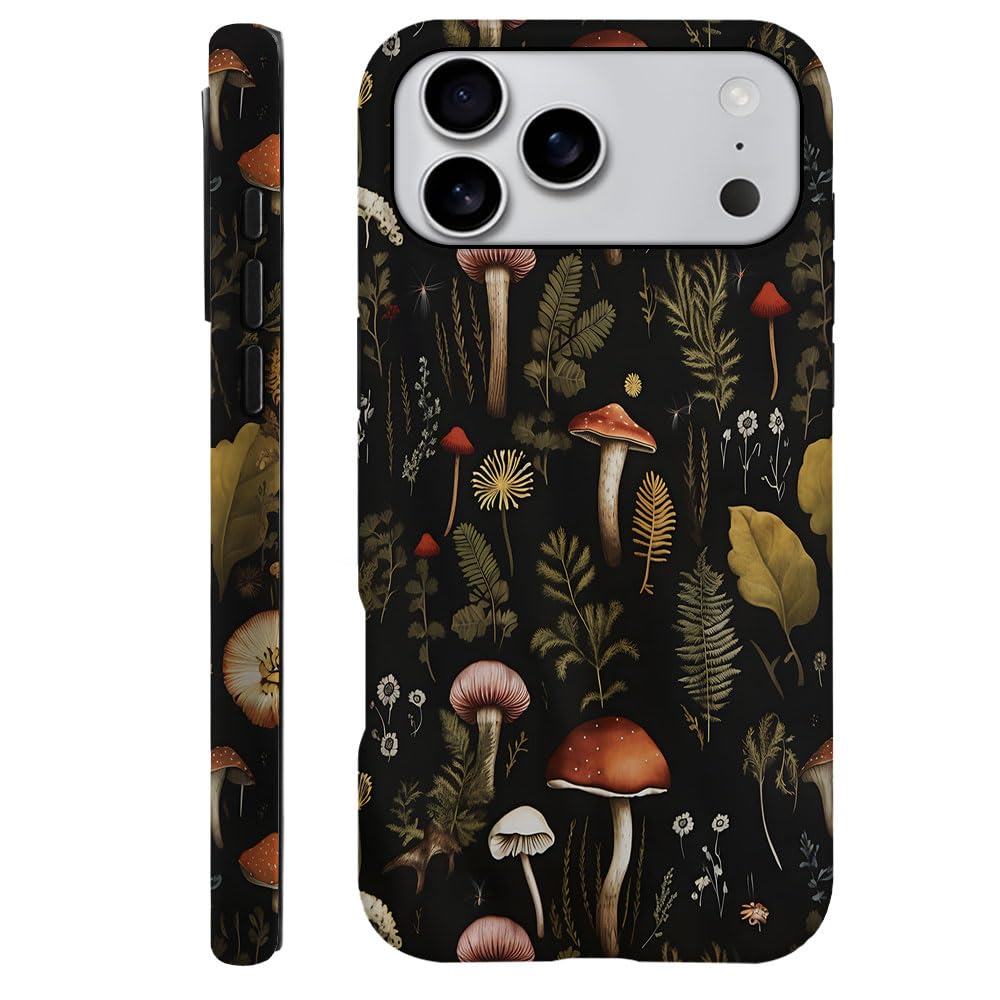 SEized Case Compatible with iPhone 17 Pro Max,Vintage Mushroom Snail Daisy Leaf Phone Case Dual-Layer Hard Shell Cover for Girl Women Boy Men