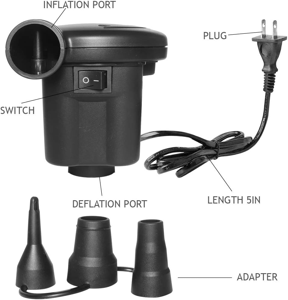 WEY&FLY Quick-Fill Electric Air Pump for Inflatables Air Mattress Bed AC 100-120V Black (8218): Toys & Games