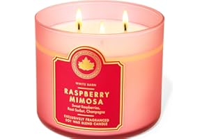 White Barn Raspberry Mimosa 3-Wick Candle, 14.5 oz Scented Jar Candle, Soy and Paraffin Wax Blend with Decorative Lid, Fruity