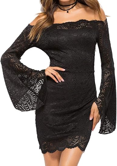 long sleeve black lace dress amazon