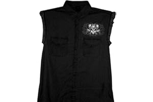 Hot Leathers Black Ride or Die Skull Sleeveless Denim Shirt