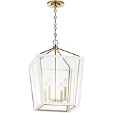 Kichler Delvin 4-Light Pendant, Updated Traditional Light with Clear Glass in Champagne Bronze and White, for Foyer, Dining R