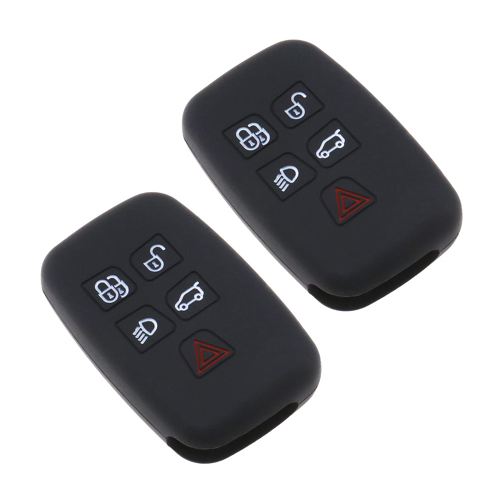 ECSiNG 2Pcs Car Remote Control Key Cover 5 Button Car Key Shell Compatible with Land Rover Range Rover Evoque Freelander 2 Jaquar XE XF XJ Silicone Car Key Accessories