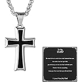 HZMAN Mens Stainless Steel Cross Pendant Necklace with Wheat Chain