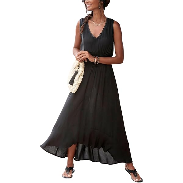 Amazon.com: LASCANA Women's Bandeau Maxi Dress Black Printed 2 : Clothing,  Shoes & Jewelry