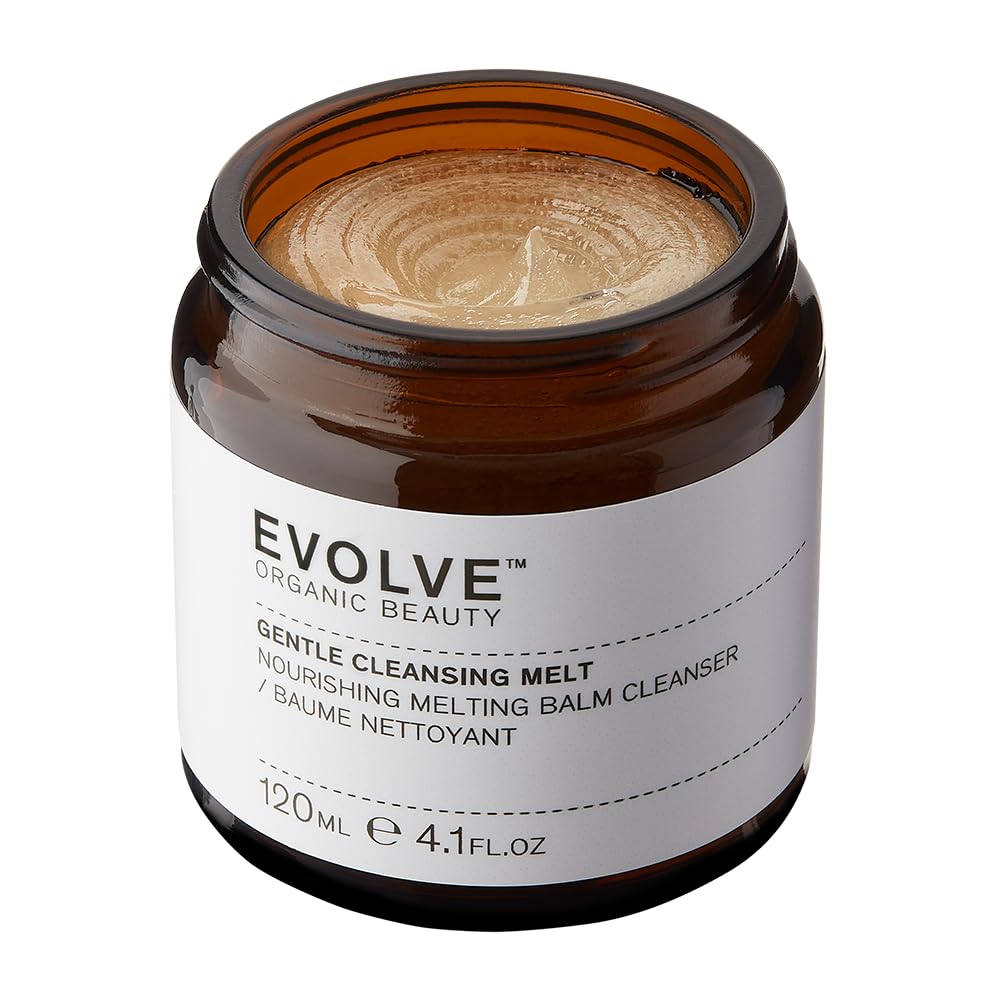 Evolve Organic Beauty Natural Gentle Cleansing Melt Balm with Natural Sugar Extracts & Organic Baobab Oil - Organic Cleansing Balm/Makeup Remover For Normal to Dry Skin