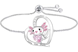 M&Ostyle Cute Axolotl Bracelet for Girls Crystal Heart Bangle Adjustable Jewelry Gift Birthday Christmas Gifts for Women Mom Wife Girls