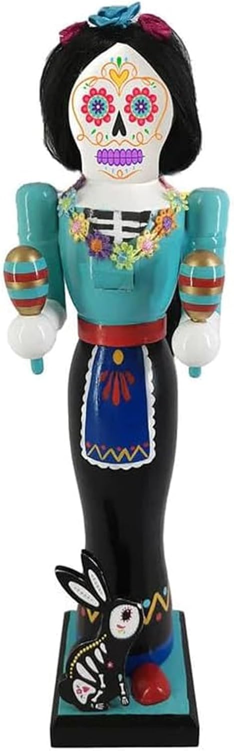 Nutcrackers - Nutcracker Ballet Gifts Day of The Dead Female Wooden Nutcracker Figurine Statue Figure, Holiday Ornaments, Mexican Theme Party Decorations, Dia De Los Muertos, Halloween, Home Decor, 14-inch