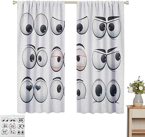 Cortinas para ventana con diseño de ojos de expresión de dibujos