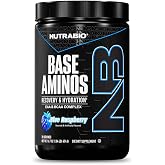 NutraBio Base Aminos EAA + BCAA Powder - 10g Essential Amino Acids Supplement, 6g 2:1:1 BCAAs, 2.8g Hydration Matrix with Electrolytes &amp; Absorption Enhancer AstraGin - 30 Servings - Blue Raspberry