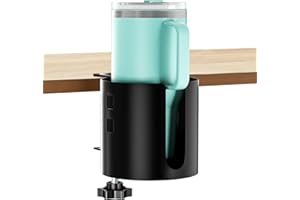 Deeper Desk Cup Holder, OOKUU Anti-Spill Cup Holder for Desk or Table, Sturdy and Durable, Easy to Install, Enough to Hold Coffee Cups, Water Bottles, Gaming PC Office Accessories, Black