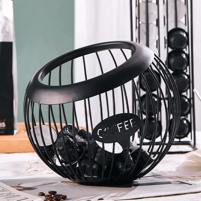 JZZANG Coffee Pod Holder Bowl, Large Capacity Espresso Capsule Organizer Coffee Pod Organizer for Cafe Bar, Coffee Pod Capsule Storage Basket, Coffee Bar Decor