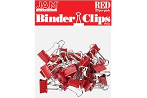 JAM PAPER Colorful Binder Clips - Small - 3/4 Inch (19 mm) - Red Binderclips - 25/Pack