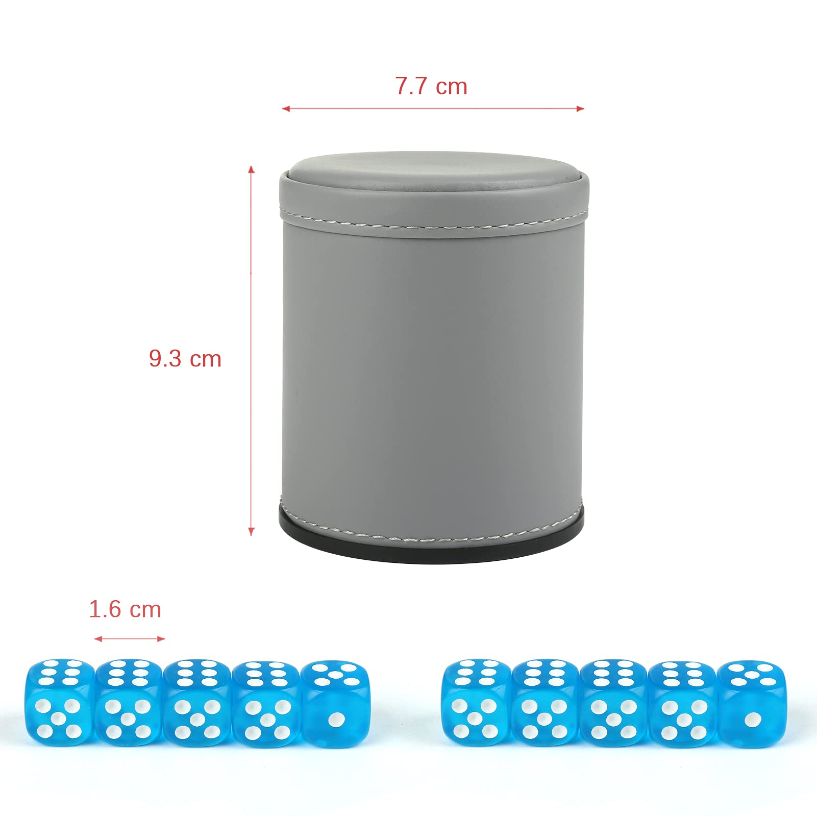 GWHOLE Leather Dice Cup Dice Stacking Shaker Cup Bar Pub Club Liar Games Dice Rolling Set with 10 Dices for Yahtzee Farkle Party Games Gift
