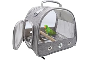 Bird Travel Carrier with Standing Perch and Stainless Steel Tray,Small Bird Carrier Travel Bag Breathable Collapsible for Par