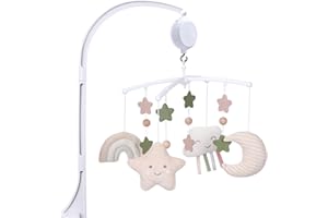 COTTONBEBE Crib Mobile 35 Lullaby Muisc, Organic Cotton Baby Mobiles for Cribs & Pack N Play, Easy to Install, Stuffed Animals Hanging Toys Newborn Boys & Girls, Star Nursery Decor