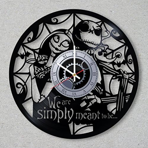 Vinyl Record Wall Clock The Nightmare Before Christmas Simply Skellington Jack Love Sali decor unique gift living room ideas for friends him her boys girls Space World Art Design