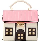 Oweisong Unique Novelty Purse for Women Cute House Shape Handbag Tote Leather Fun Cellphone Crossbody Shoulder Bag