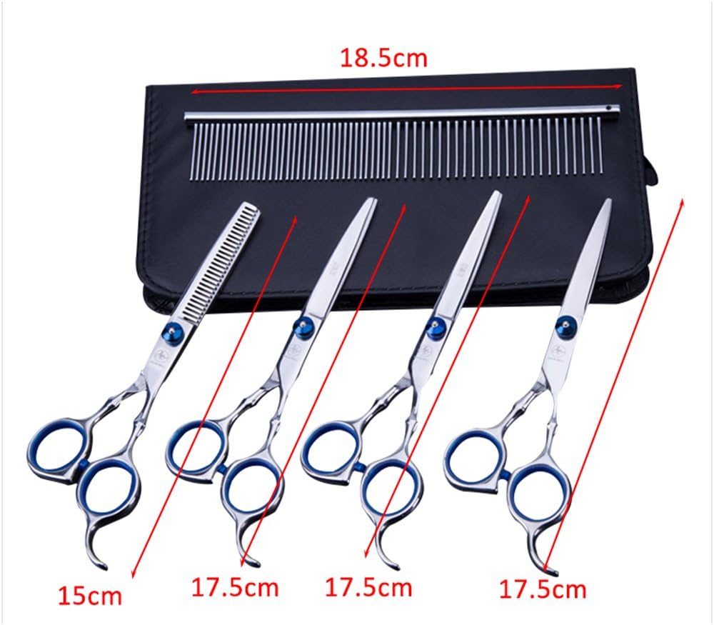 Hundeschere Fellschere für Hunde Katze 5-in-1 Scharfe Gebogene Schere Set Dog Grooming Set für Gesicht, Körper, Ohren - Image 4