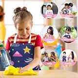 HOTUT 2 Pcs Kids Aprons Unicorn Print Adjustable Halter Neck Pink Blue view 7