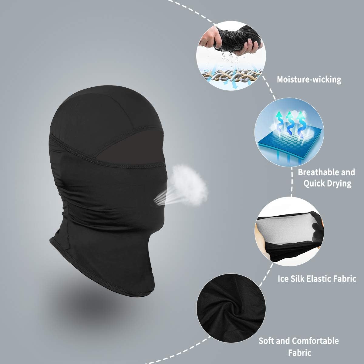 Achiou Balaclava Face Mask UV Protection Ice Silk for Men Women Sun Hood Cycling, Climing, Running Black at  Men’s Clothing store