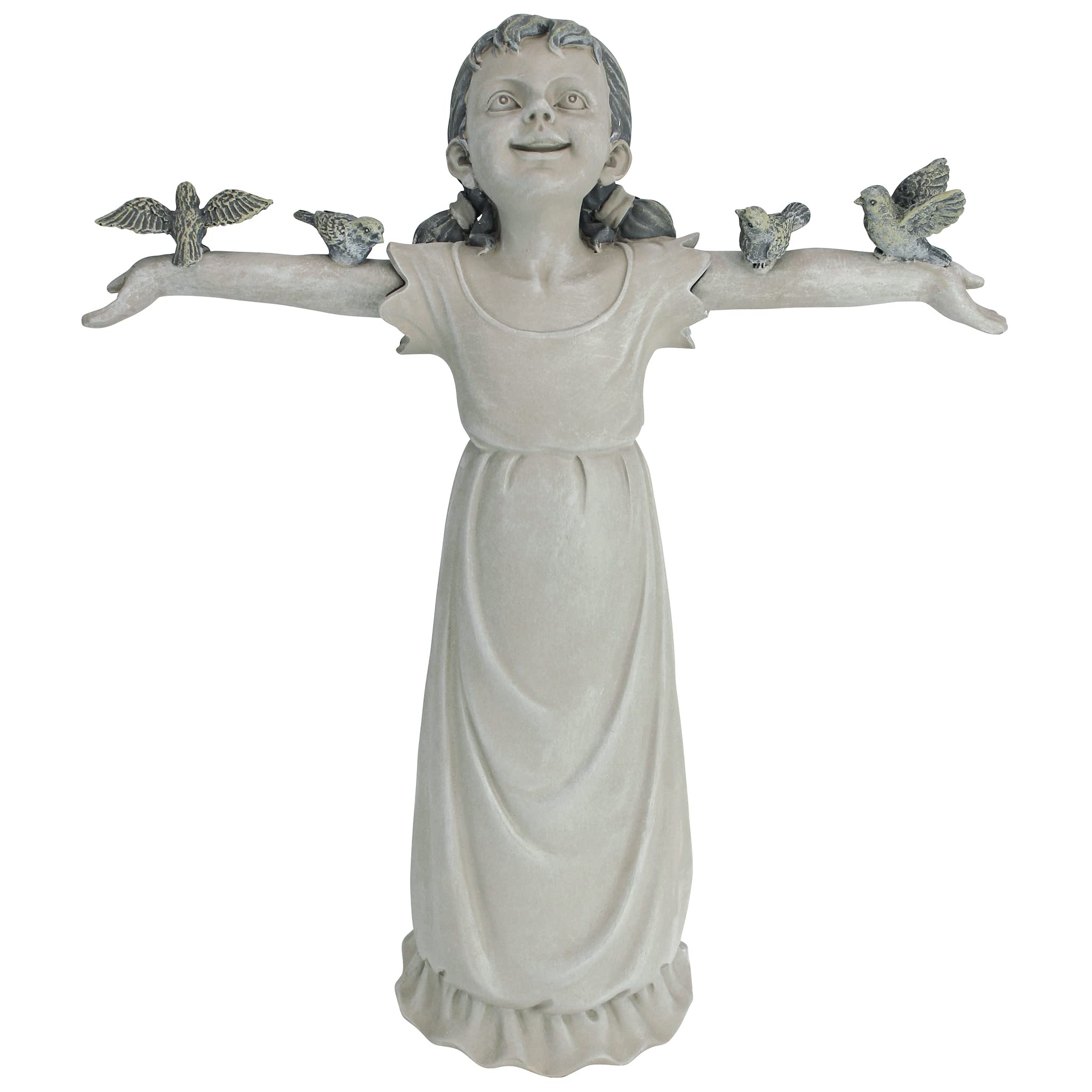 Design Toscano Basking in God's Glory Little Girl Outdoor Garden Statue, Polyresin, Two Tone Stone, Medium, 45.5 cm
