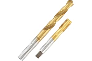 Aceteel 9/16-18 UNF Tap with 12.9mm Drill Bit, Ti-Coated HSS 9/16 X 18 Thread Tap and 33/64 Reduced Shank Twist Drill